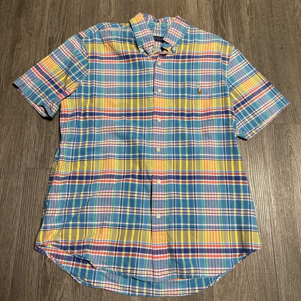 Ralph Lauren Button Up Shirt Men M Multi Plaid Classic Fit Madras Preppy